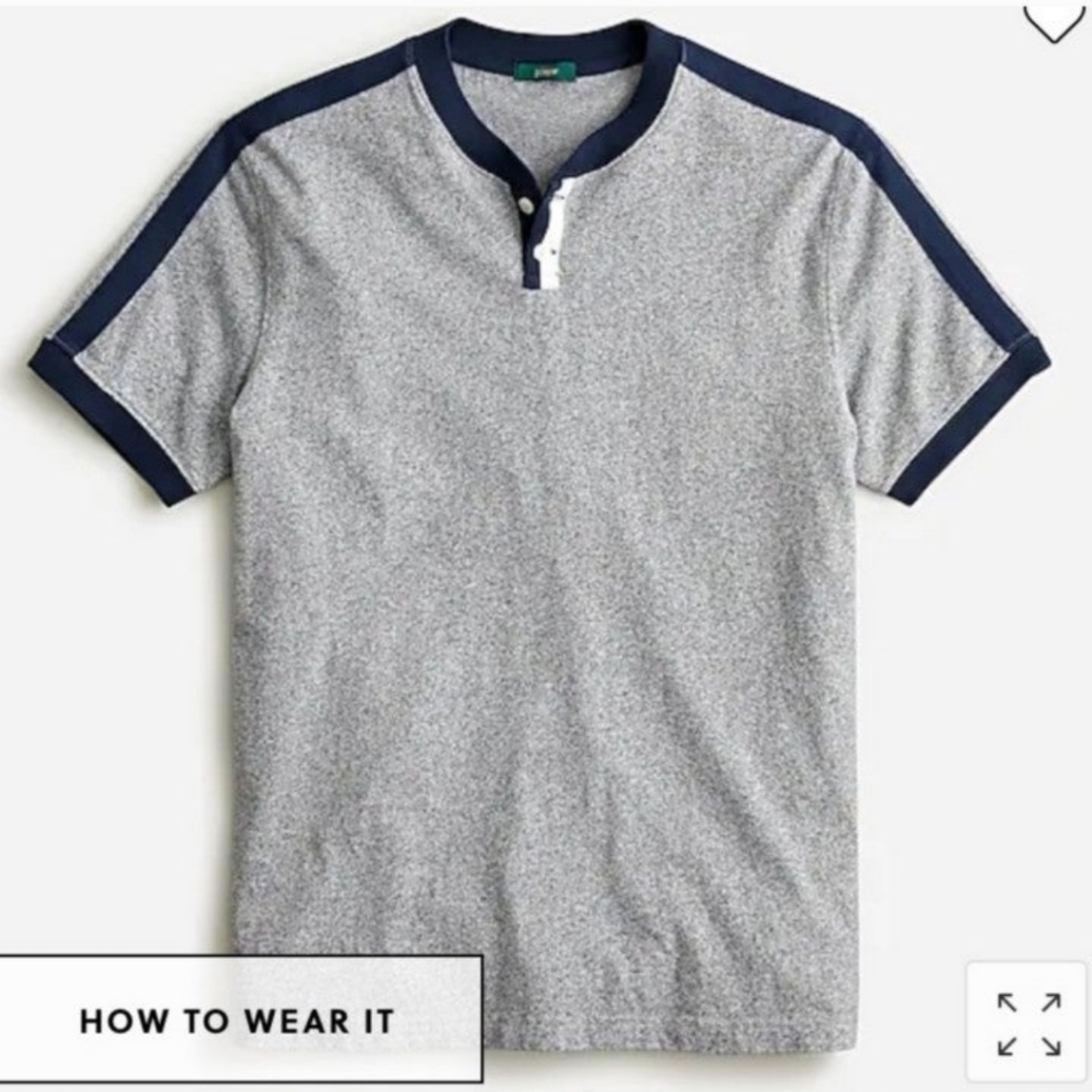 J.CREW Relaxed Premium-Weight Cotton-Tab T-shirt Henley LG  41-43 NWT $75 1 LEFT